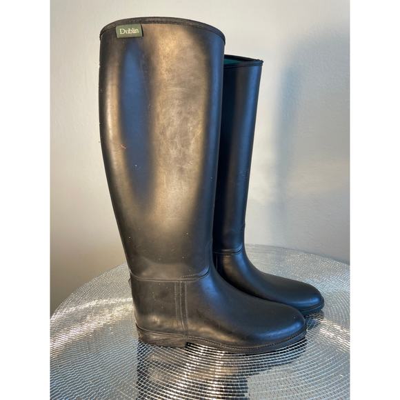 size 8 Dublin Equestrian Riding Boots High Black PVC Insulated Pull-On - Picture 12 of 13